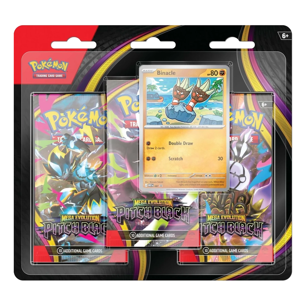 Pokémon TCG Pitch Black 3 Pack Blister with Binacle promo card and three booster packs