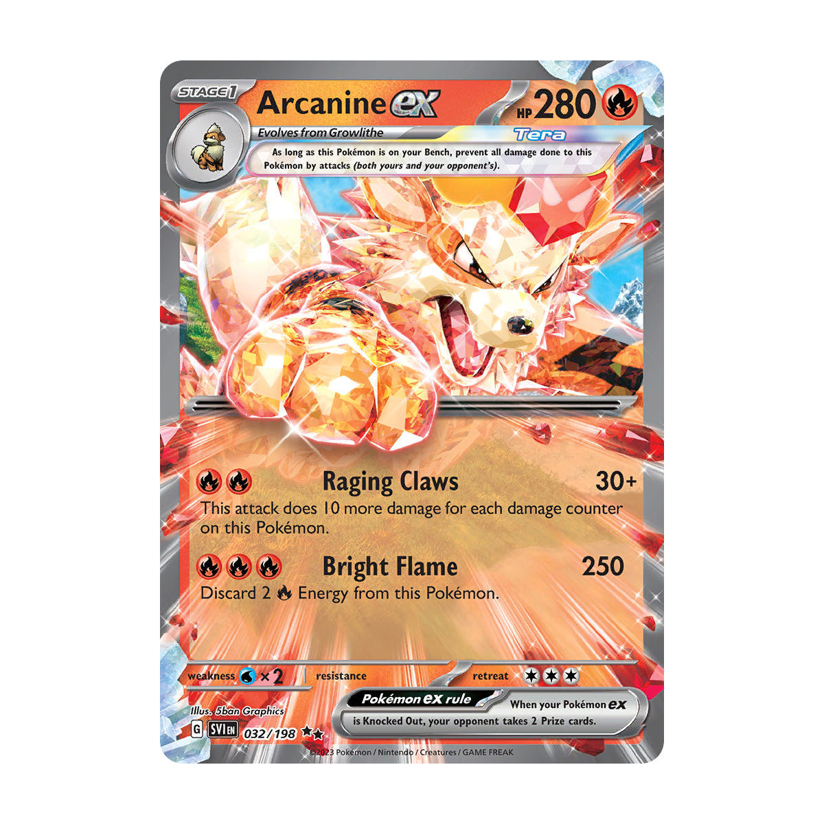 Arcanine ex 032/198 - Scarlet & Violet Base - Single Card