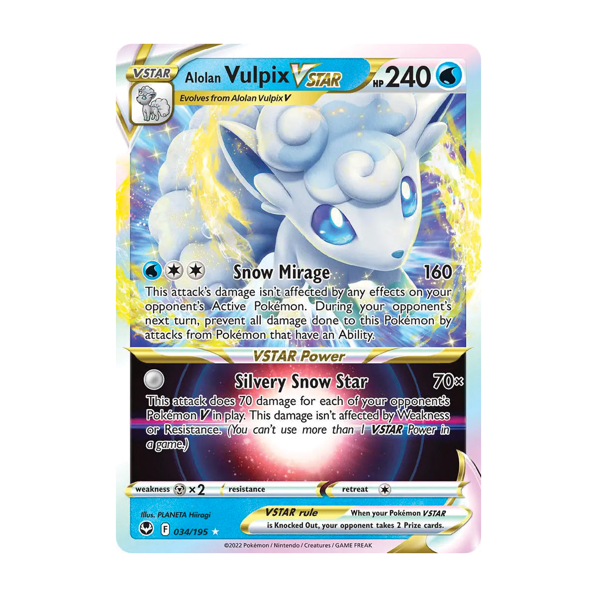 pokemon tcg silver tempest 034 195 alolan vulpix vstar card Alolan Vulpix VSTAR 034/195 - Silver Tempest