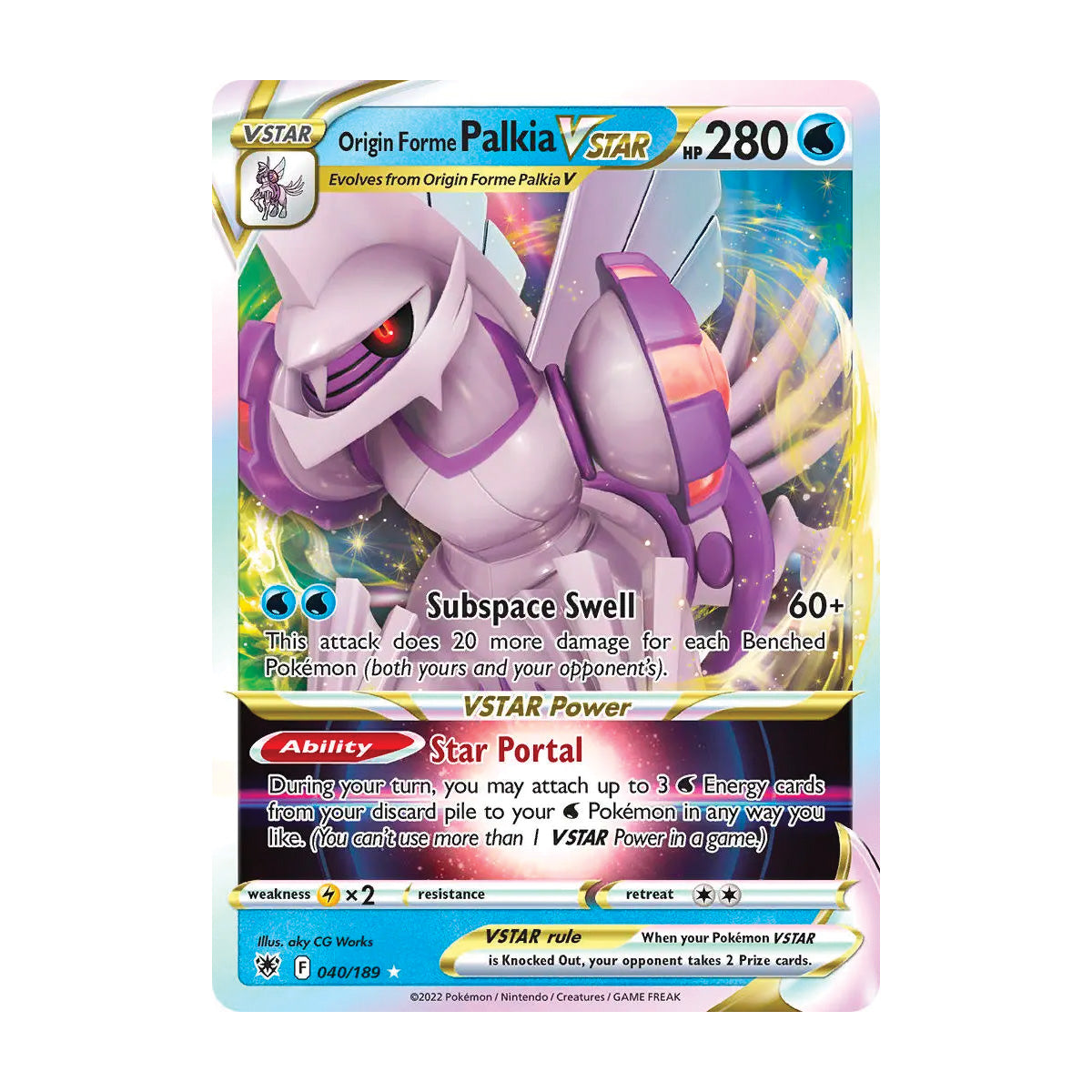 palkia pokemon card vstar price Origin Forme Palkia VSTAR 40/189 - Astral Radiance