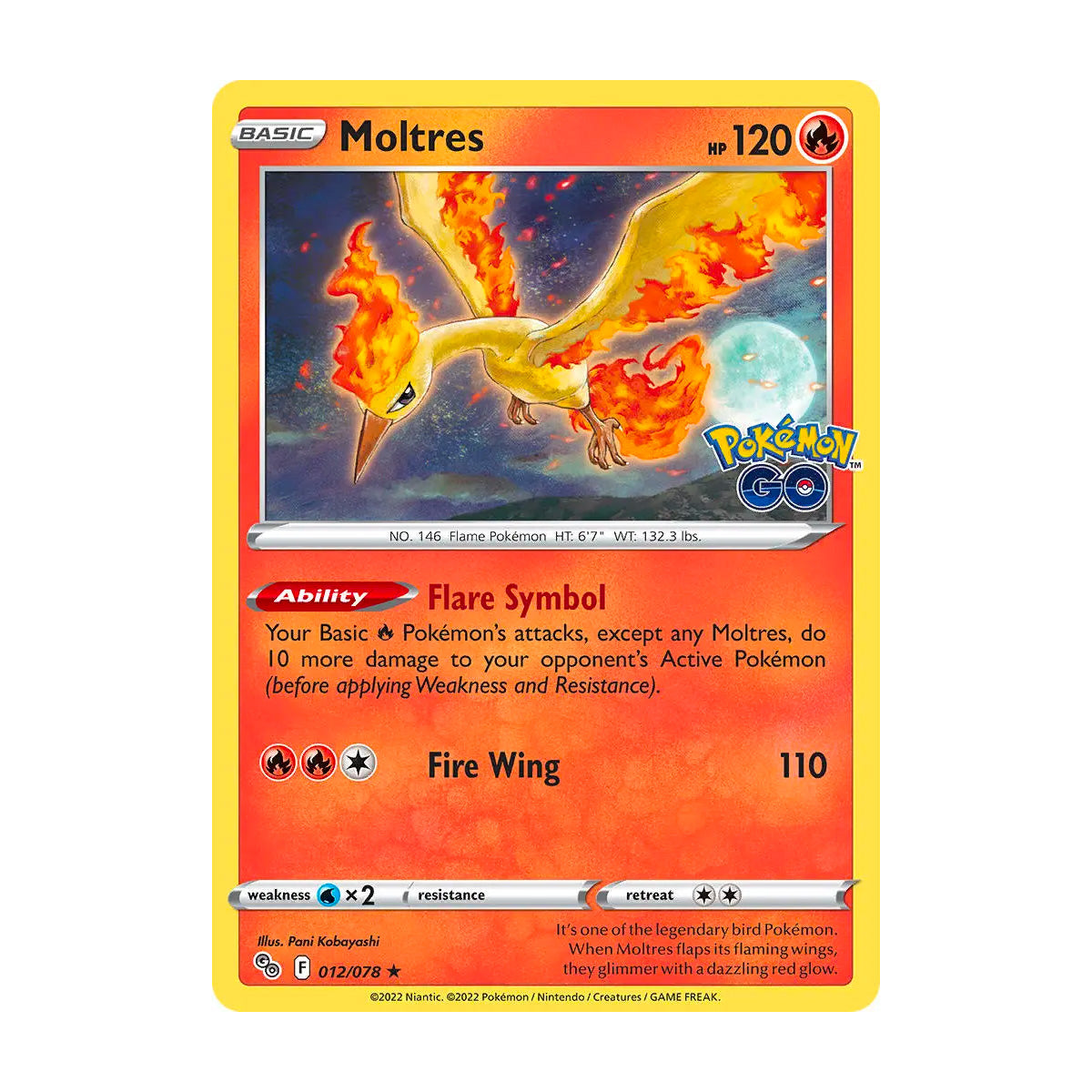 Moltres (Holo) 012/078 - Pokmon GO - Single Card 120HP Moltres (Holo) 012/078 - Pokmon GO - Single Card 120HP