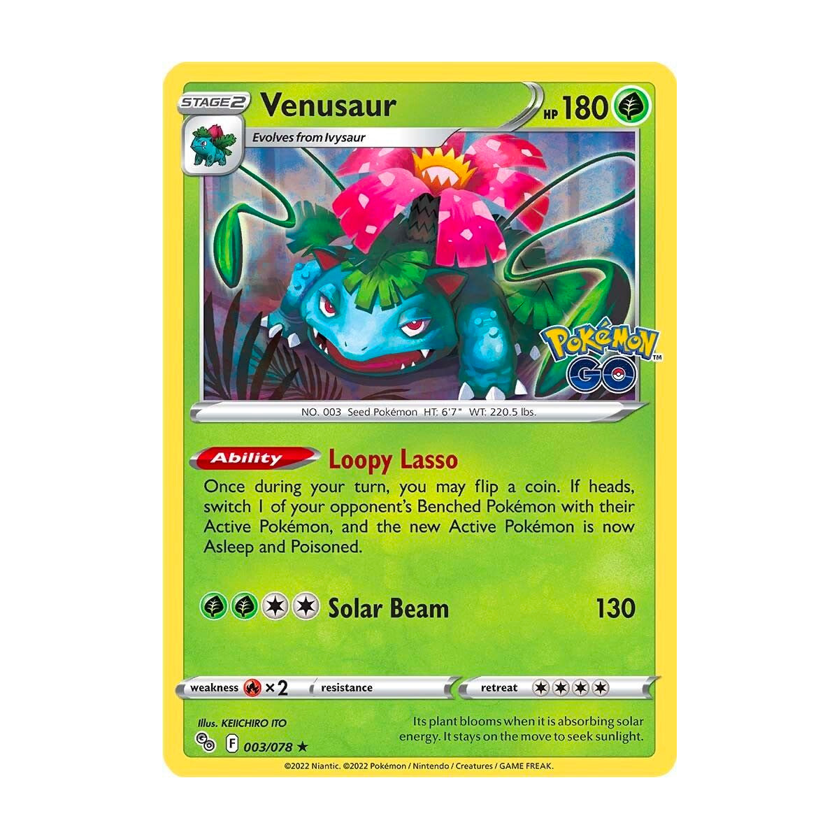 Venusaur (Holo) 003/078 - Pokmon GO - Single Card 120HP Venusaur (Holo) 003/078 - Pokmon GO - Single Card 120HP