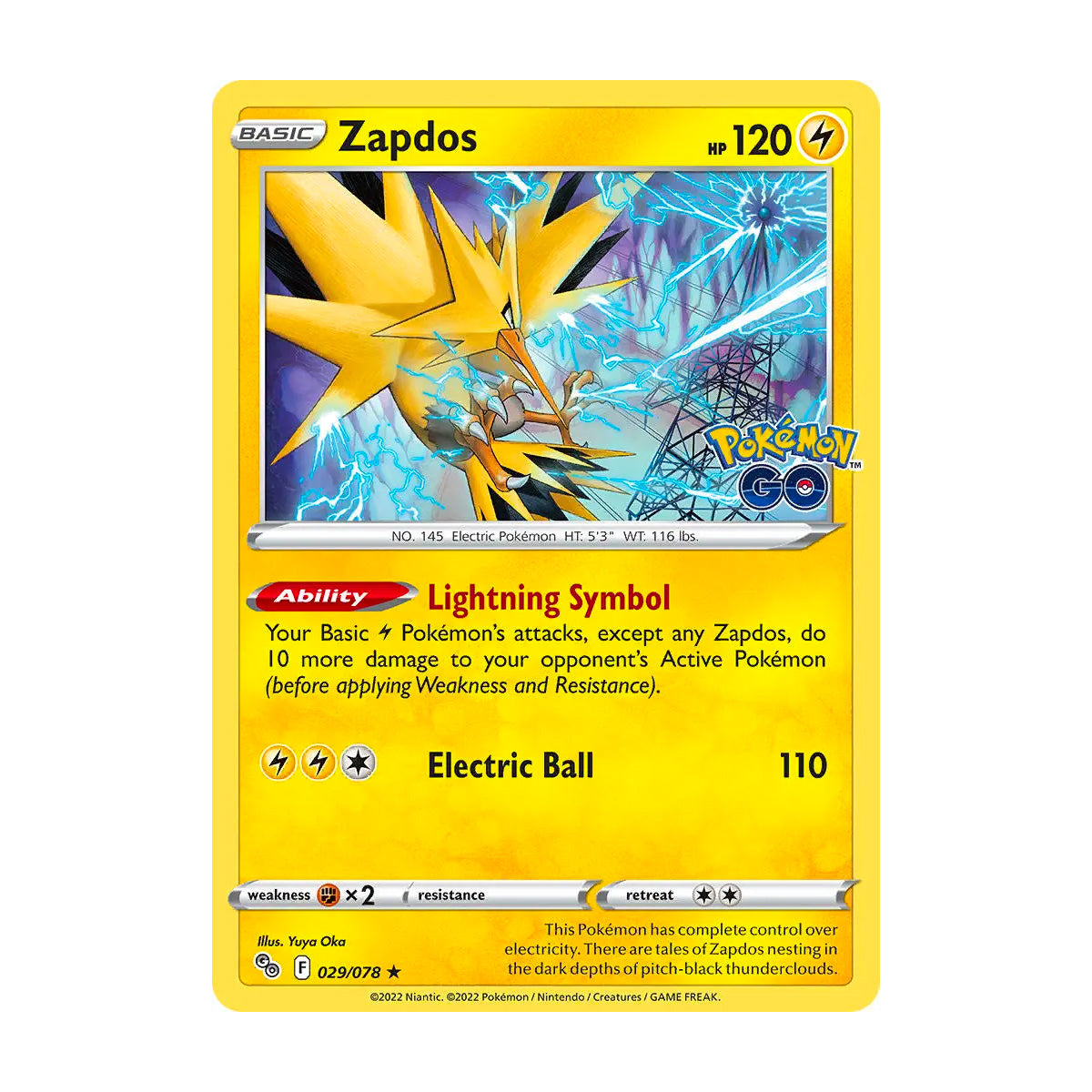 Zapdos (Holo) 029/078 - Pokmon GO - Single Card 120HP Zapdos (Holo) 029/078 - Pokmon GO - Single Card 120HP