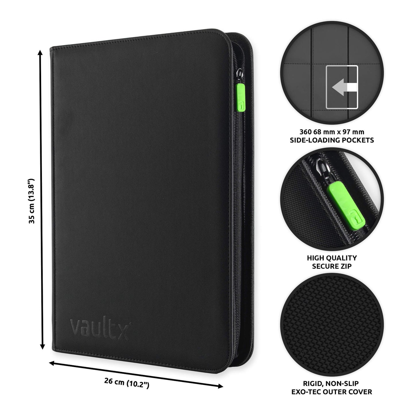 9-Pocket Exo-Tec® Zip Binder (Black) - Vault X