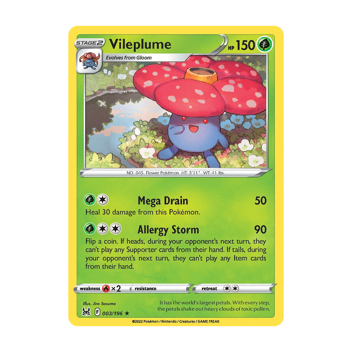Vileplume (Holo) 003/196 - Lost Origin - Single Card 120HP Vileplume (Holo) 003/196 - Lost Origin - Single Card 120HP