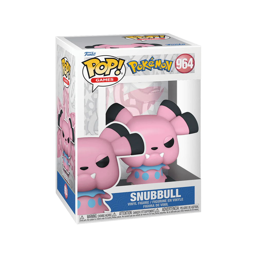 Funko Pop! vinyl figure of Snubbull in its packaging, featuring the Funko and Pokémon logos.