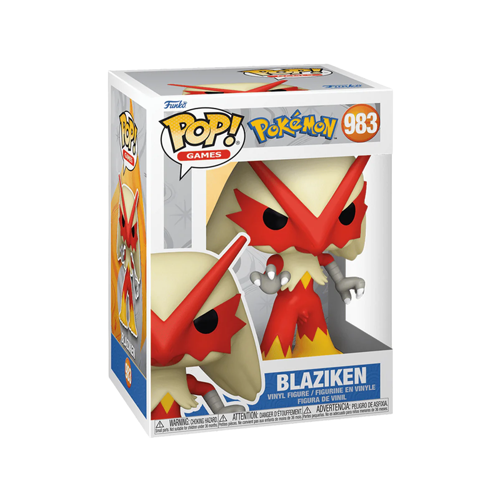 Funko Pop! figure of the Pokemon Blaziken in it's packaging