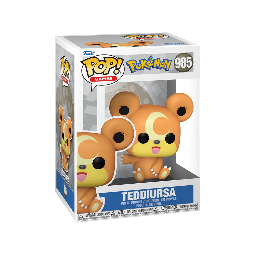 Funko Pop! vinyl figure of Teddiursa character in packaging with Pokémon branding.