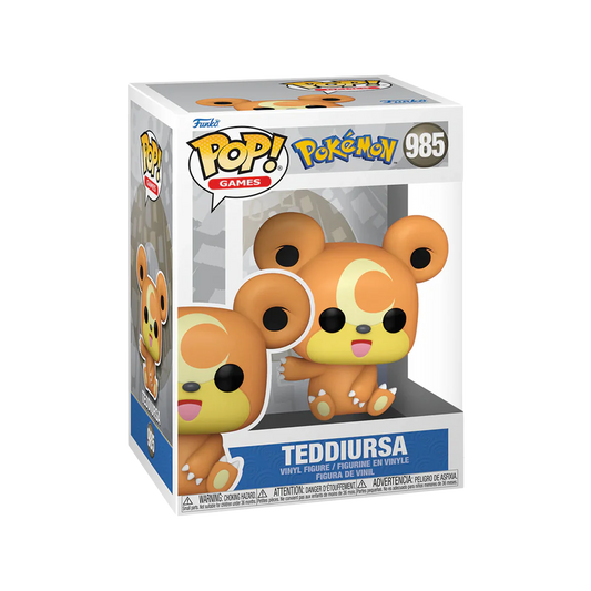 Funko Pop! vinyl figure of Teddiursa character in packaging with Pokémon branding.