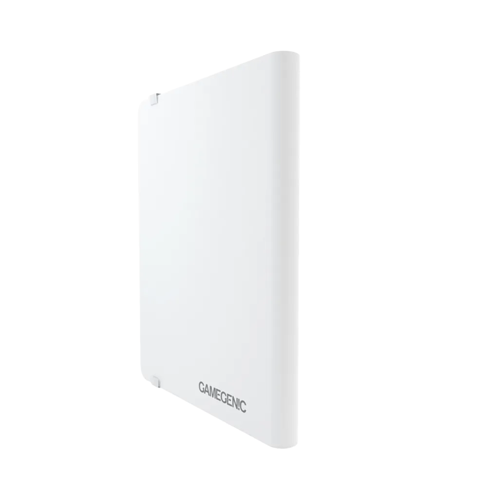 Back of a White Gamegenic Casual 18-Pocket Album, standing upright and closed