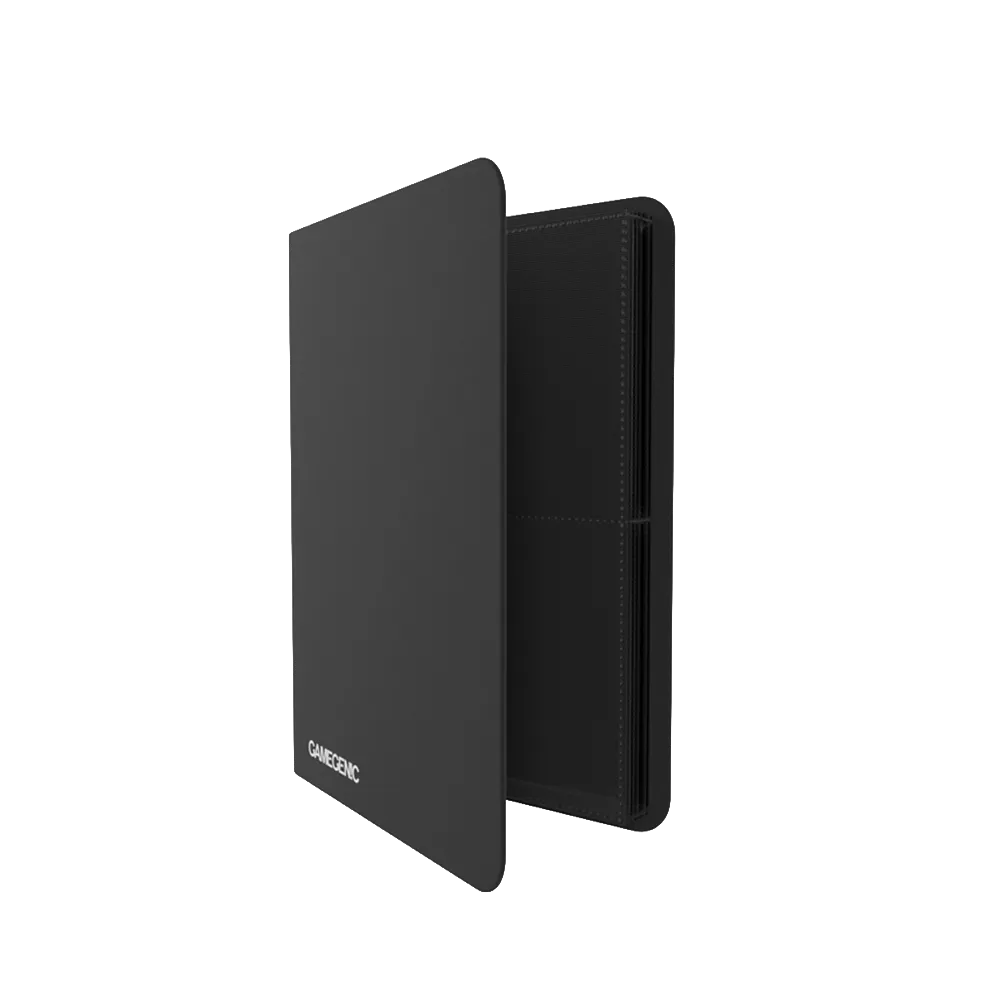 Black Gamegenic Casual 8-Pocket Album Binder for Trading Cards, standing upright and open