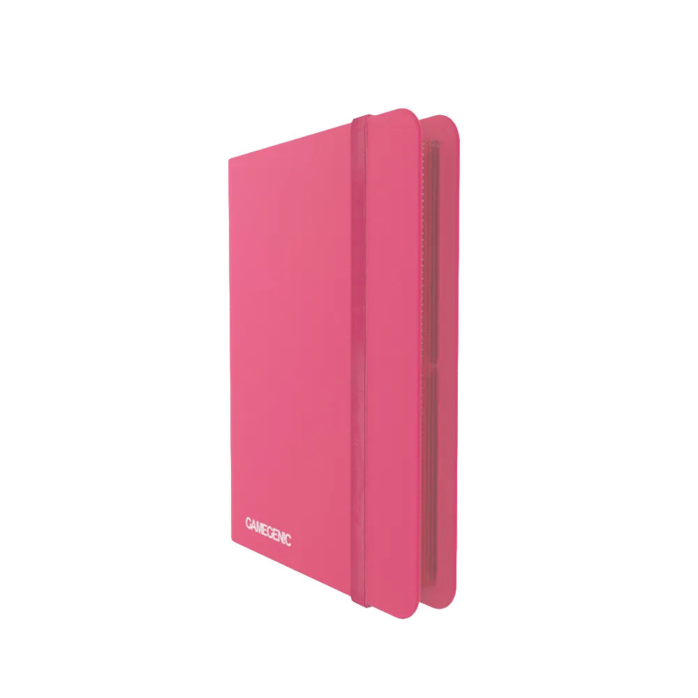 Pink Gamegenic Casual 8-Pocket Album Binder for Trading Cards, standing upright and closed