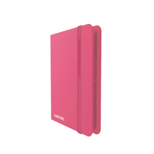 Pink Gamegenic Casual 8-Pocket Album Binder for Trading Cards, standing upright and closed