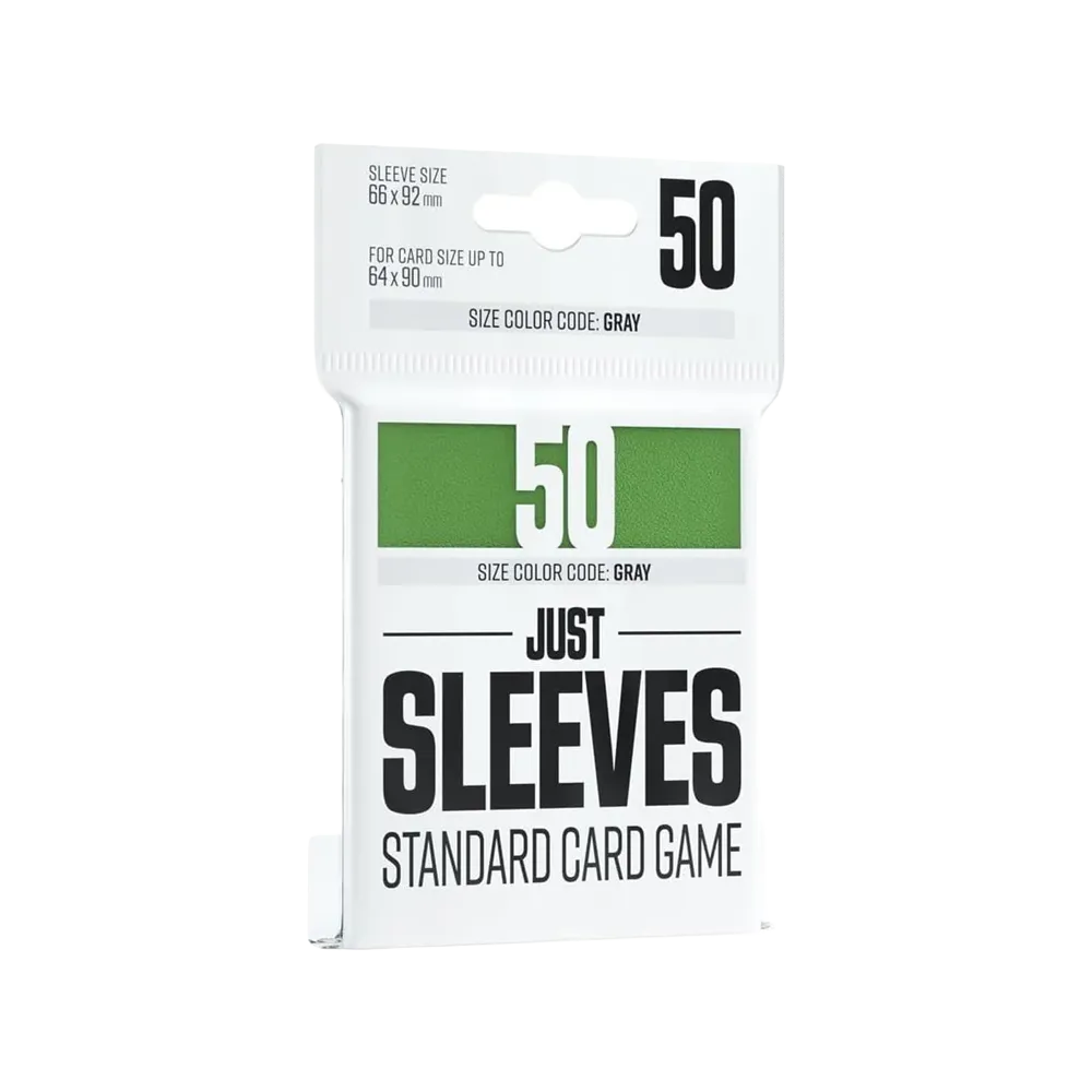Pack of 50 standard card game sleeves with green design on a white background