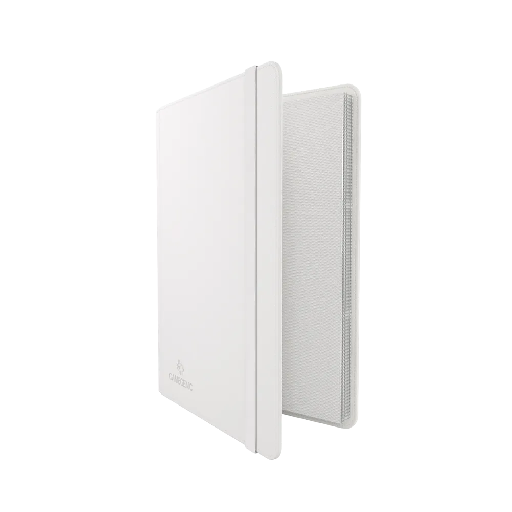 White Gamegenic Prime 18-Pocket Album, standing upright and open slightly