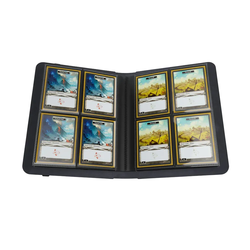 Black Gamegenic Prime 8-Pocket Album, opened with cards in