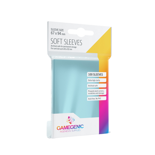 Package of Gamegenic soft sleeves with a white background