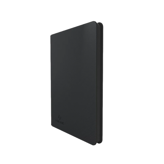 Black Gamegenic Zip-Up 18-Pocket Album Binder for Trading Card, standing upright and closed