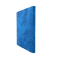 Back of a Blue Gamegenic Zip-Up 18-Pocket Album Binder for Trading Cards, standing upright and closed