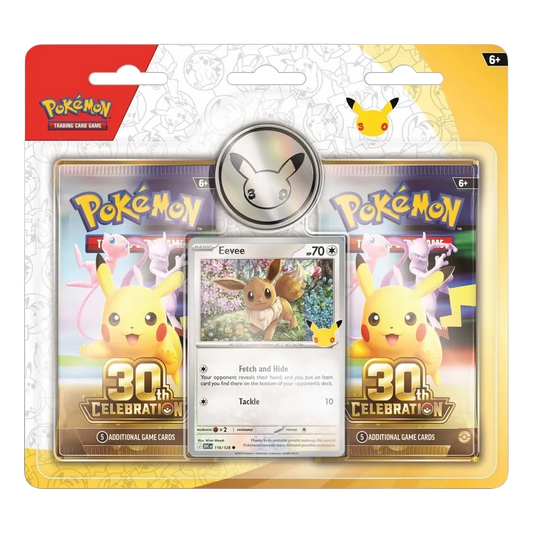 Pokémon TCG 30th Celebration Eevee 2-Pack Blister with two booster packs, Eevee promo card and anniversary coin