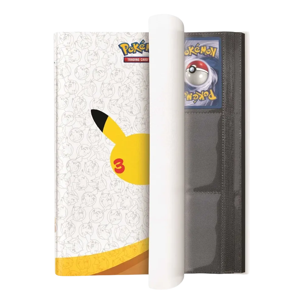 Open Pokémon TCG 30th Celebration binder showing card-storage pages