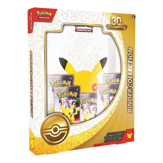 Pokémon TCG 30th Celebration Binder Collection with anniversary binder and five booster packs