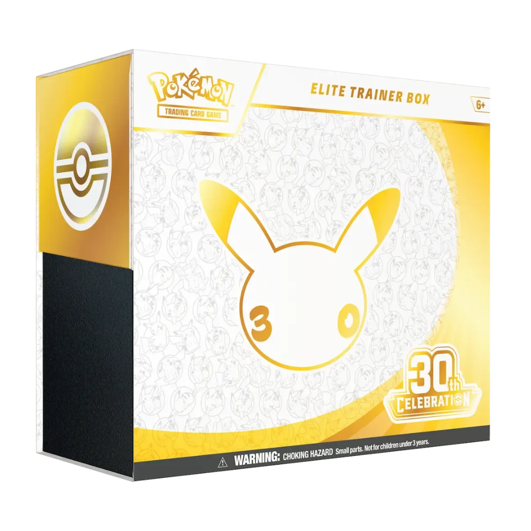 Pokémon TCG 30th Celebration Elite Trainer Box with gold Pikachu artwork