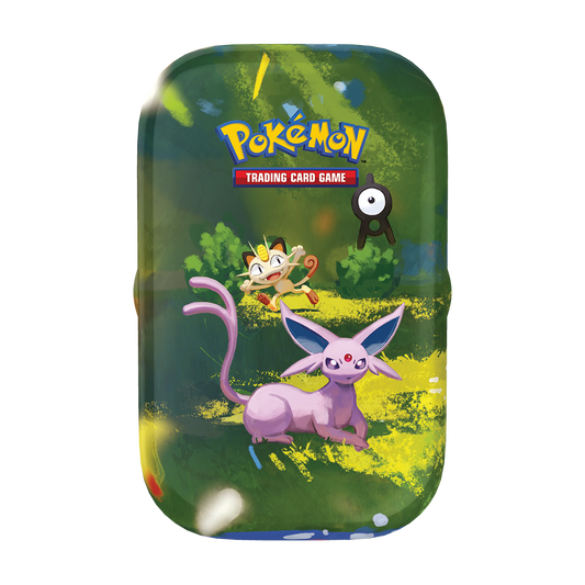 Pokémon TCG 30th Celebration Mini Tin featuring Espeon in the day artwork design