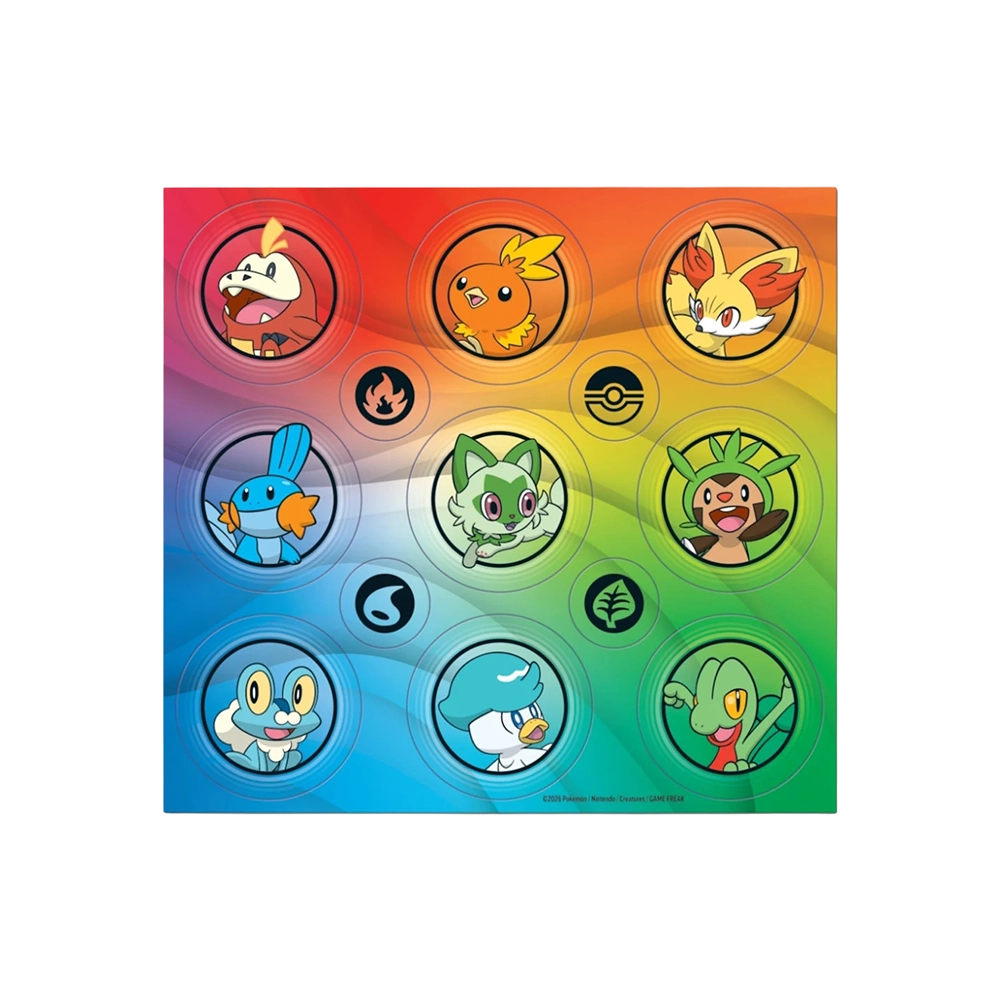 Pokémon first partner sticker sheet included in the First Partner Illustration Collection Series 3