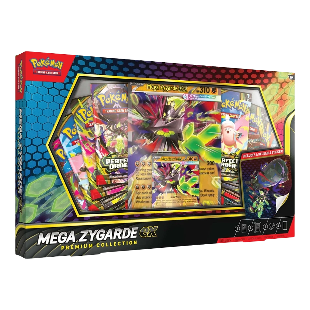Pokémon TCG Mega Zygarde ex Premium Collection with 8 booster packs, foil promo, oversized lenticular card and tech sticker