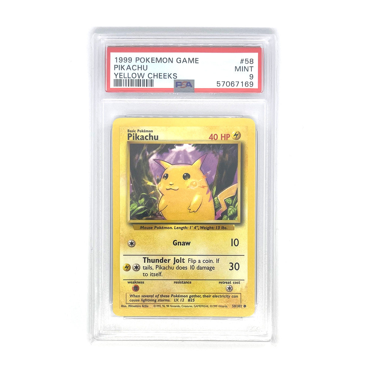 Pikachu (Yellow Cheeks) #58 Base Set 1999 - PSA MINT 9