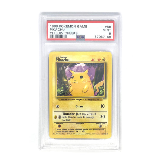 Pikachu (Yellow Cheeks) #58 Base Set 1999 - PSA MINT 9
