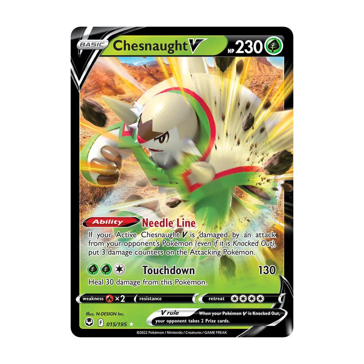 Chesnaught V 015/195 - Silver Tempest - Single Card